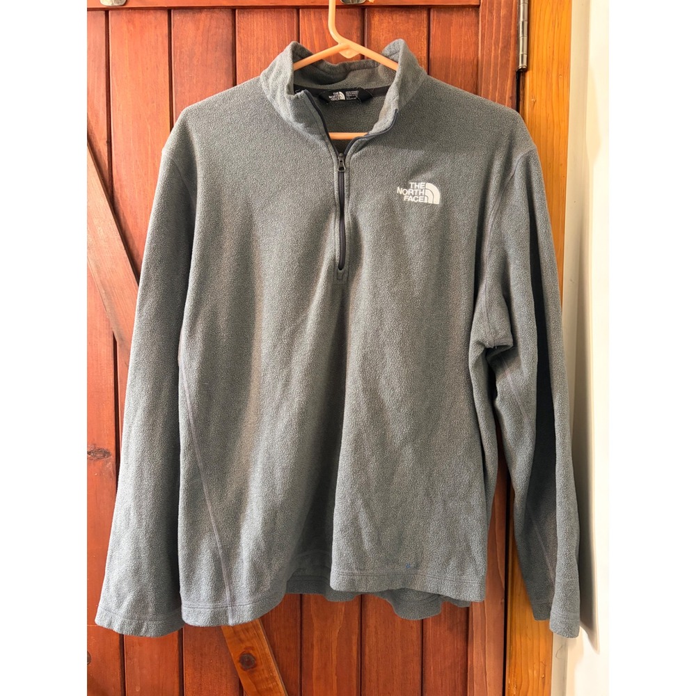 The North Face Mens TKA 100 Glacier 1/4 Zip Fleece Pullover Gray Large